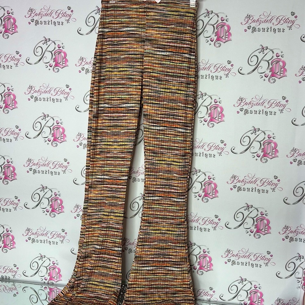 Stylewise pants flare bell bottoms orange yellow Stylish Multicolor flare leg